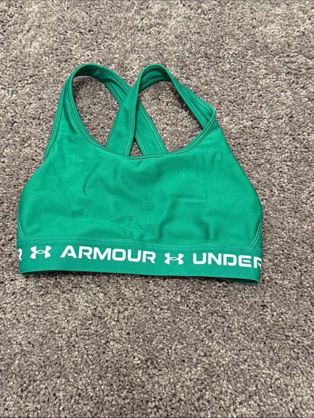 Under Armour Green Crossback Logo Band Sports Bra